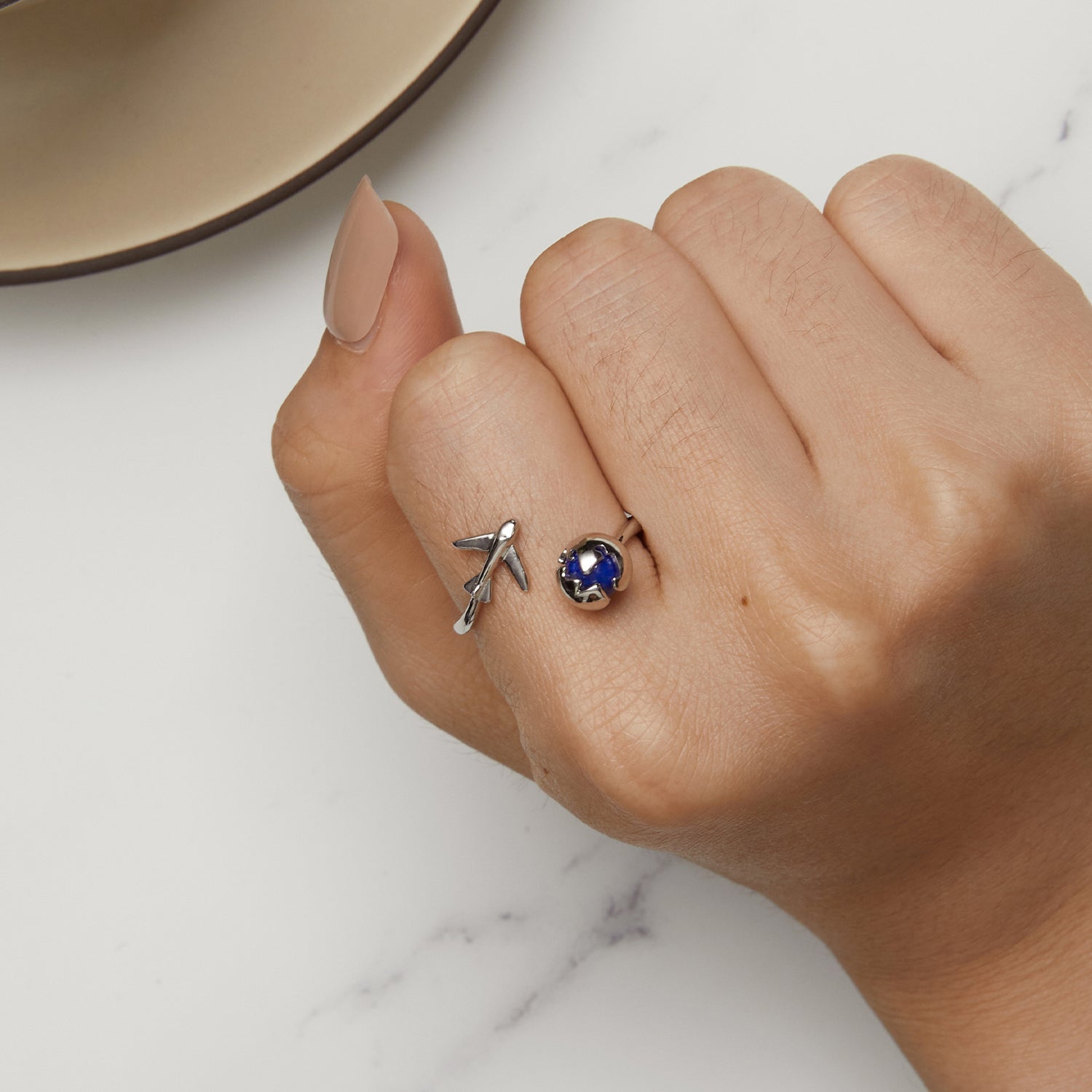 925 Silver 1.8mm Lapis Lazuli Ring  DestGlow