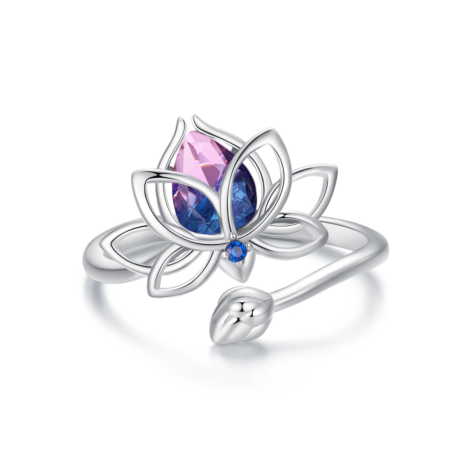 925 Sterling Silver Pavé Setting CZ &amp; Synthetic Tourmaline Ring for Women  DestGlow