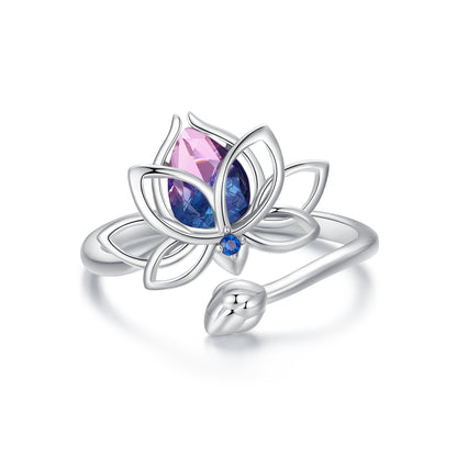 925 Sterling Silver Pavé Setting CZ &amp; Synthetic Tourmaline Ring for Women  DestGlow
