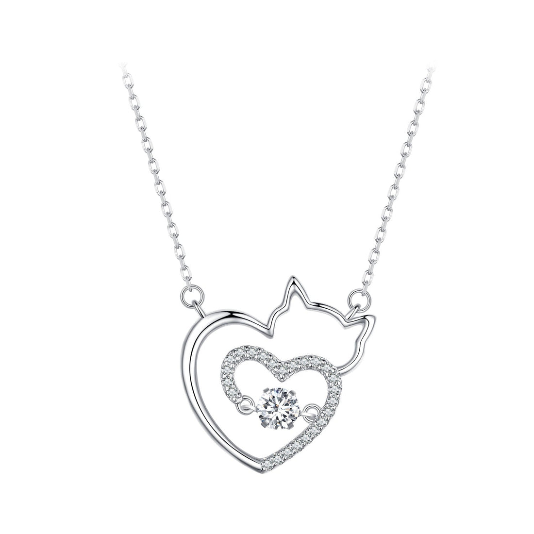 925 Sterling Silver Necklace with 19*18mm Pavé Setting CZ Pendant  DestGlow