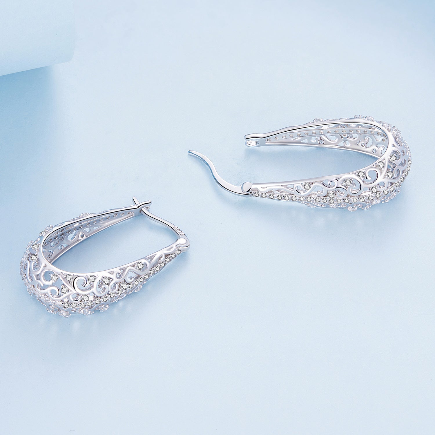 925 Sterling Silver Earrings with Pavé Set CZ, 2.5cm x 0.8cm, for Women  DestGlow