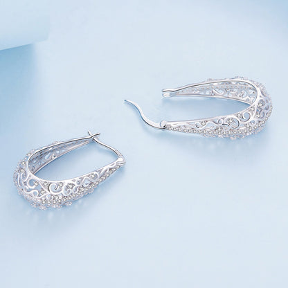 925 Sterling Silver Earrings with Pavé Set CZ, 2.5cm x 0.8cm, for Women  DestGlow