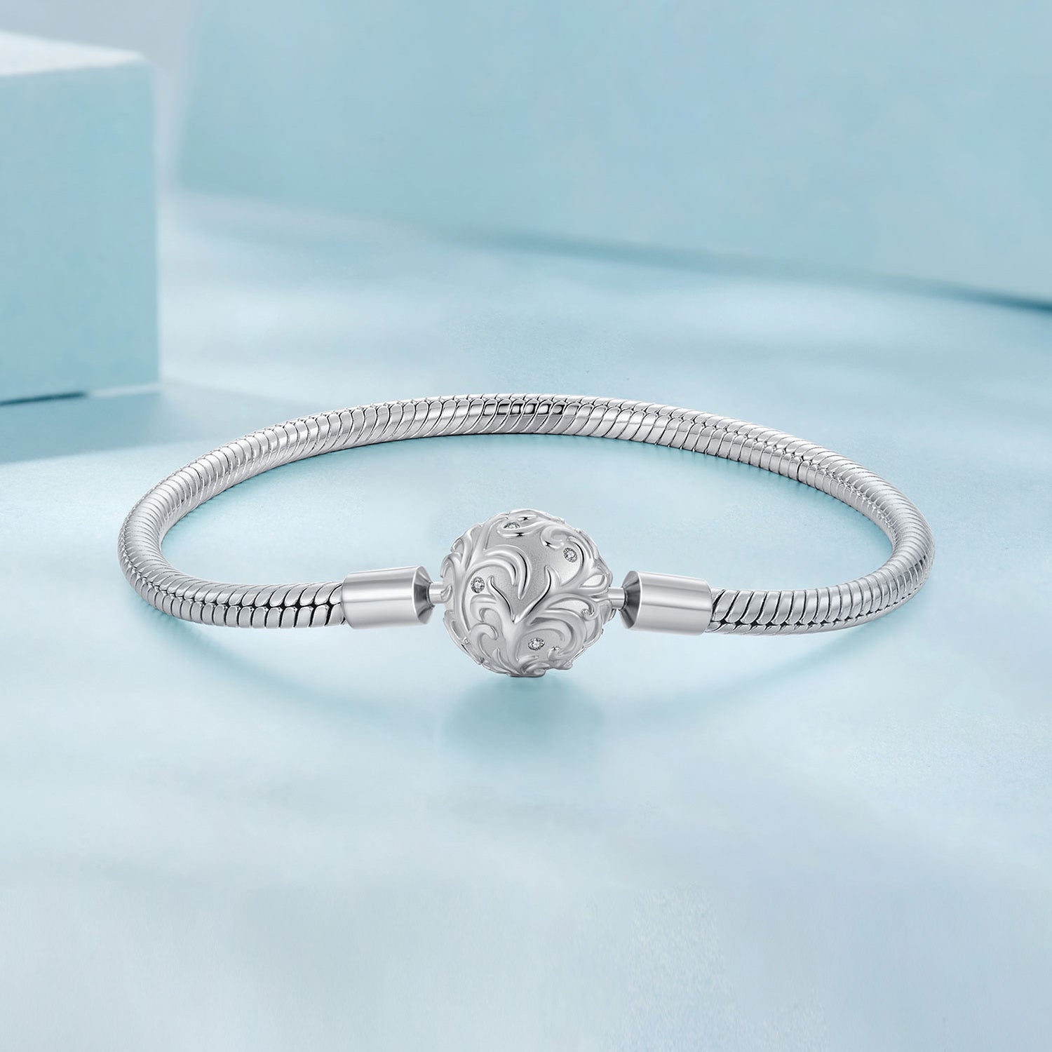 925 Sterling Silver White Gold Plated 17cm CZ Pavé Bracelet for Women  DestGlow