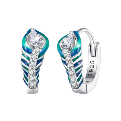 925 Sterling Silver Enamel Oxidized Earrings with Pavé Setting for Women