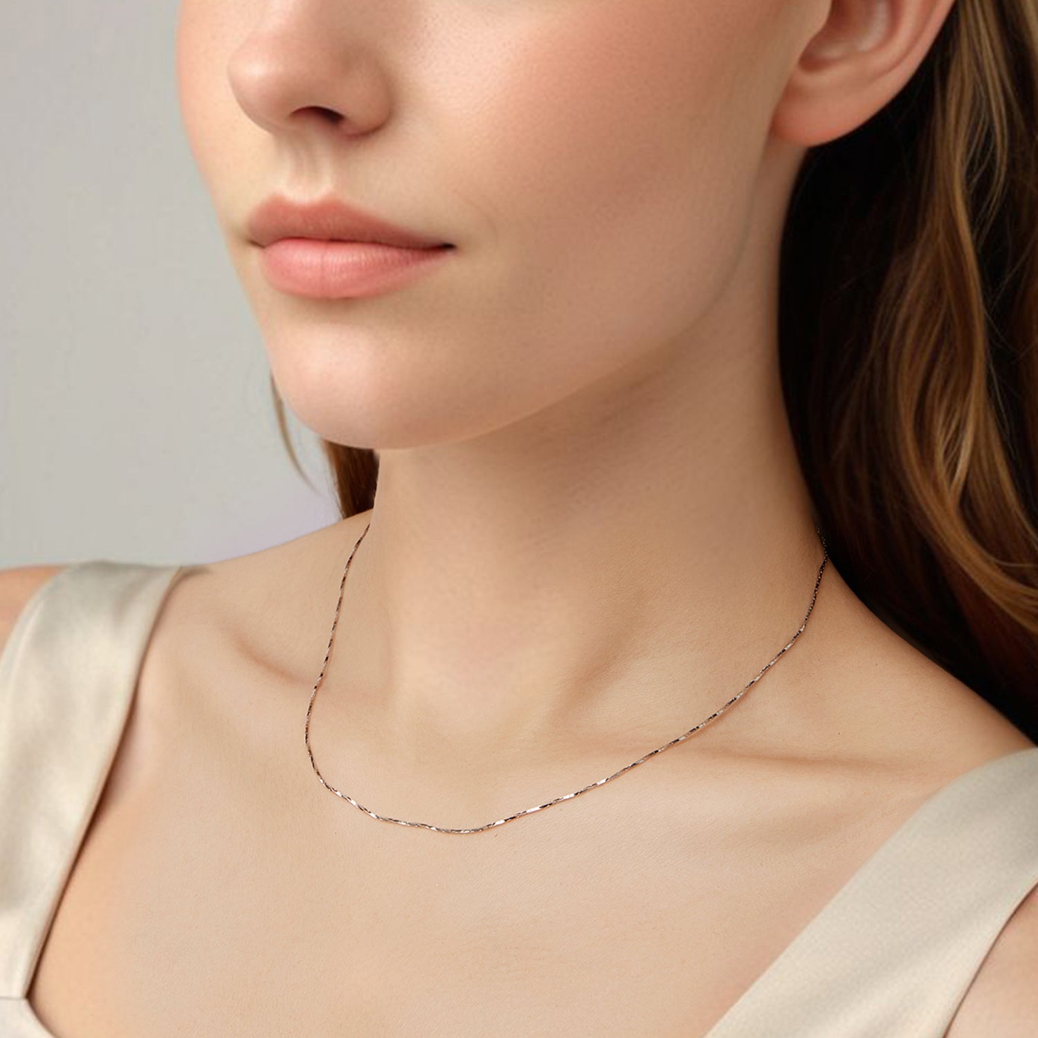 925 Sterling Silver White Gold Plated Necklace 40+5cm for Women  DestGlow