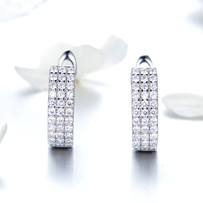 925 Sterling Silver Earrings with Pavé Setting CZ 1.3*0.4cm  DestGlow