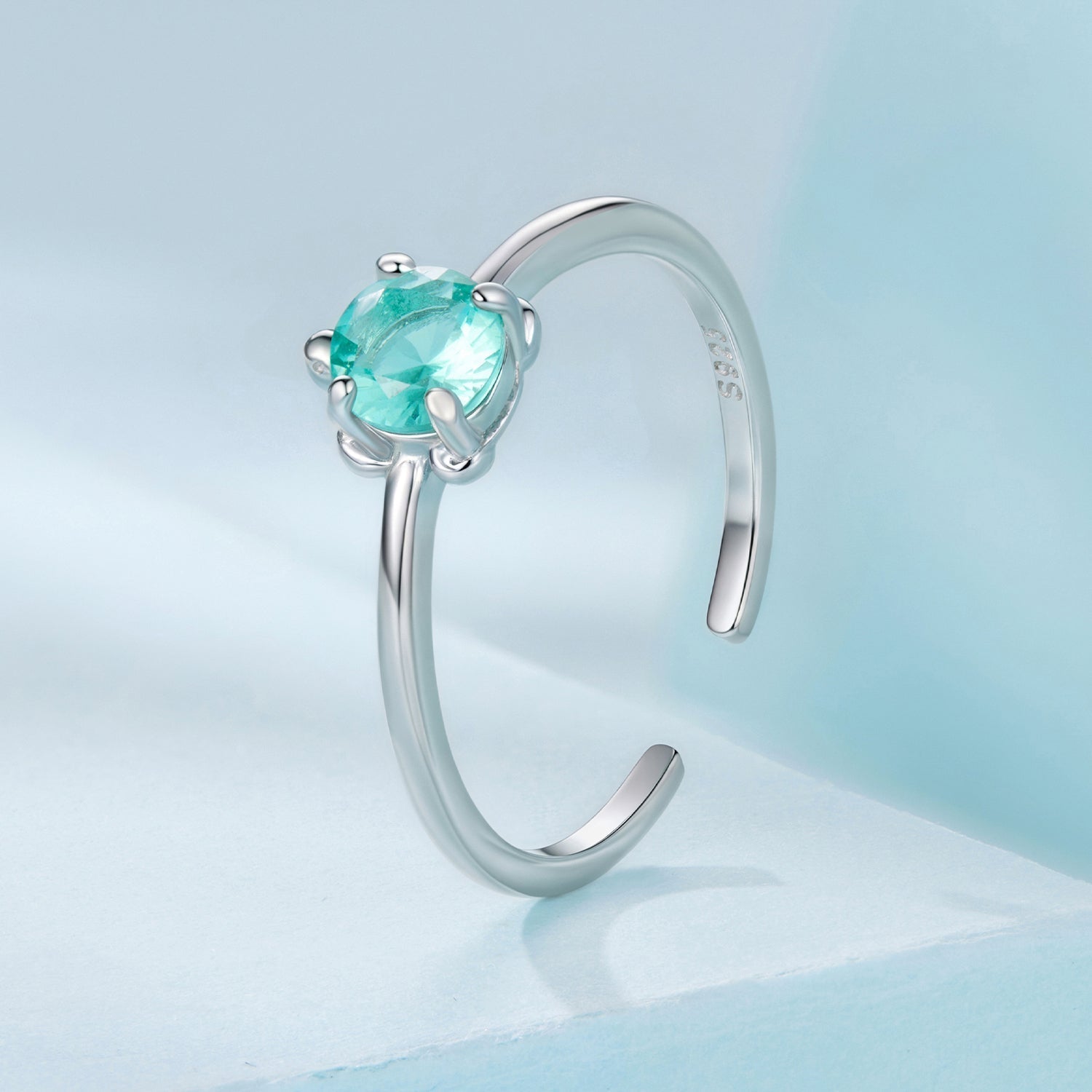 925 Sterling Silver White Gold Plated Transparent Glass Turtle Ring  DestGlow