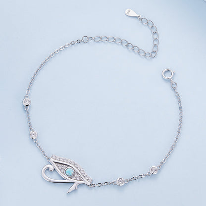 925 Sterling Silver Pavé Setting CZ &amp; Translucent Opal Bracelet 160+50mm for Women  DestGlow