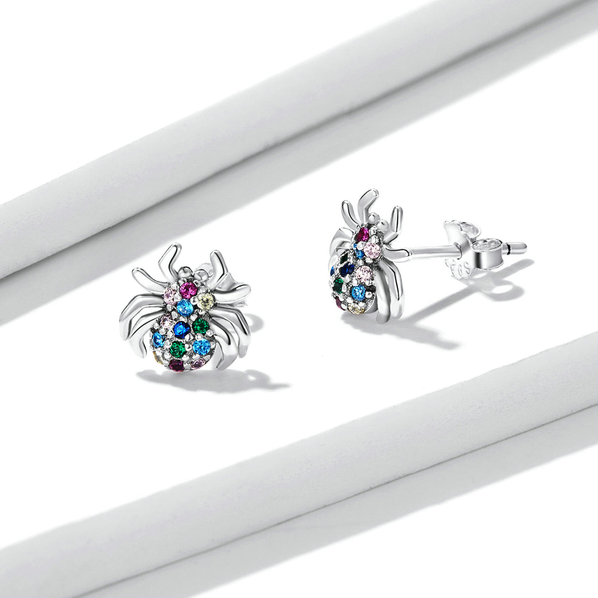 925 Sterling Silver Earrings with Pavé Setting CZ, Oxidized Silver, 0.7*0.8 cm for Women  DestGlow
