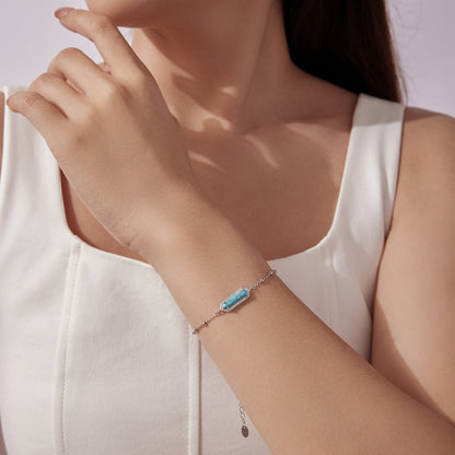 925 Sterling Silver White Gold Plated Bracelets with Synthetic Turquoise for Women  DestGlow