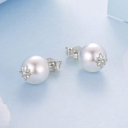 925 Sterling Silver Earrings with CZ and Synthetic Pearl for Women  DestGlow