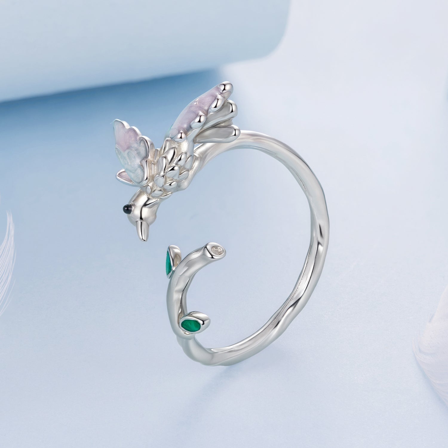 925 Sterling Silver Ring with Enamel and Oxidized Finish in Style E for Women  DestGlow