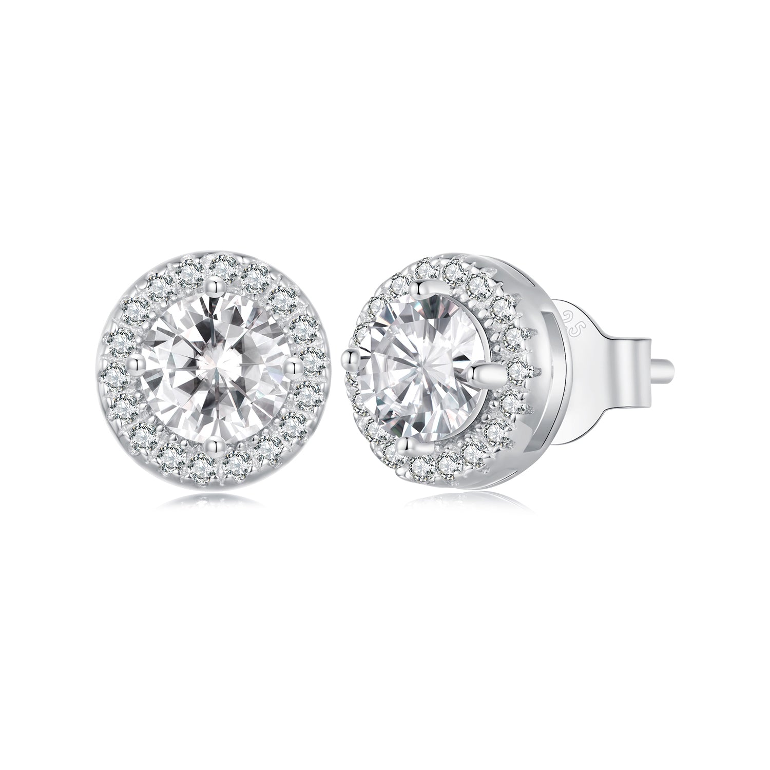 925 Sterling Silver 6.5mm Pavé Setting CZ Earrings  DestGlow