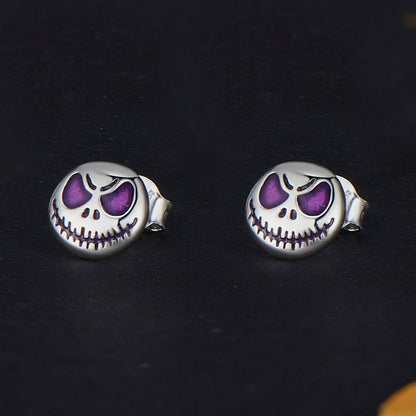 925 Sterling Silver Enamel Oxidized Earrings - 8mm for Women