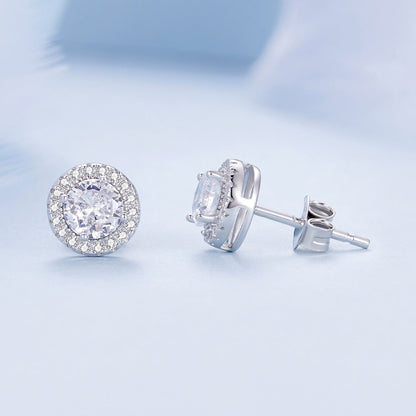 925 Sterling Silver 6.5mm Pavé Setting CZ Earrings  DestGlow
