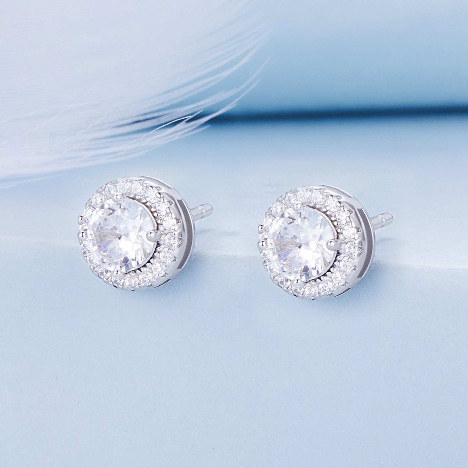 925 Sterling Silver 6.5mm Pavé Setting CZ Earrings  DestGlow