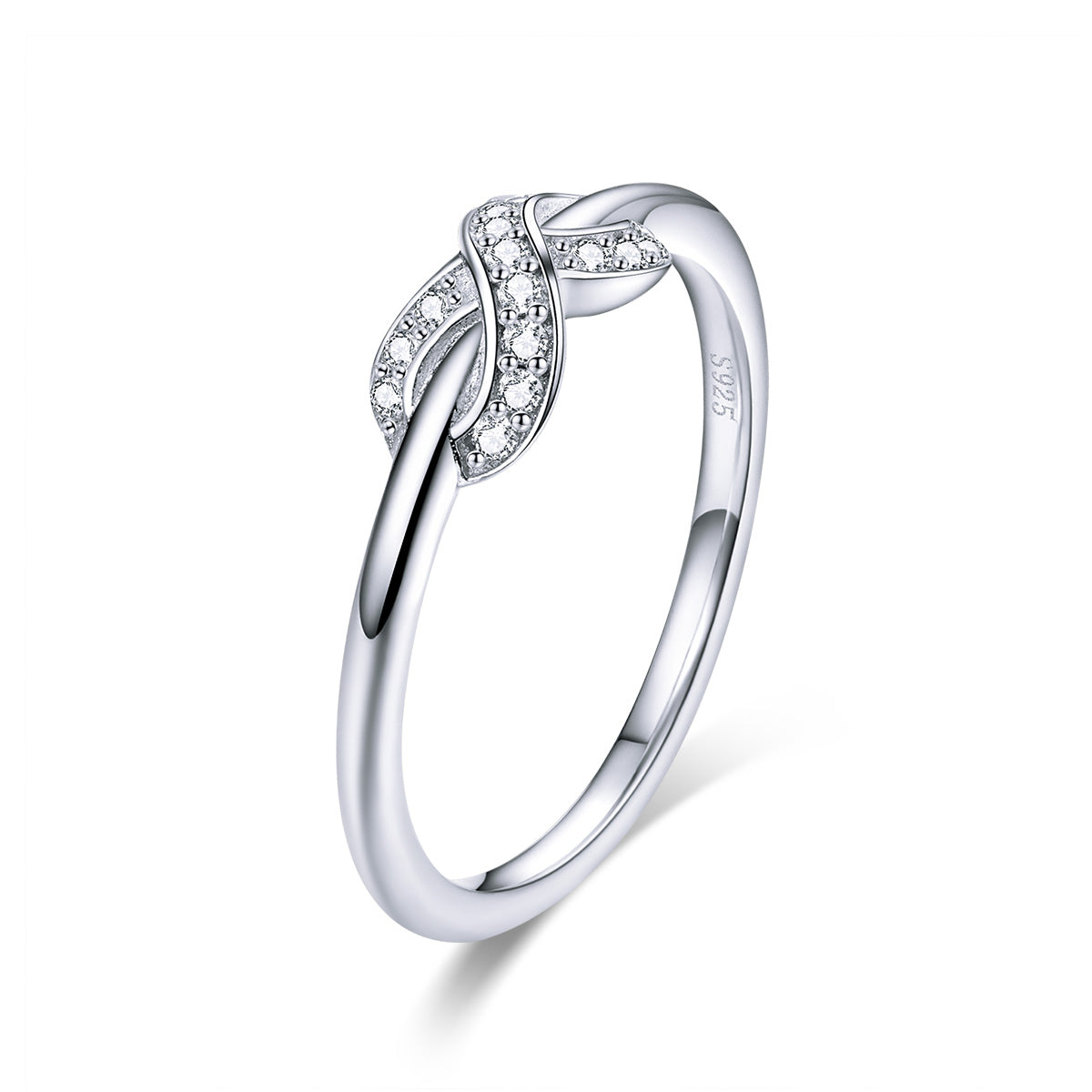 925 Sterling Silver Plated Platinum Size 6.0 Pavé Setting CZ Ring  DestGlow