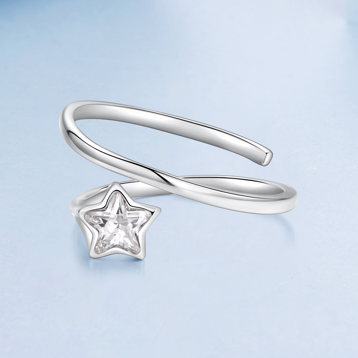 925 Sterling Silver White Gold Plated Pavé CZ Star Ring for Women  DestGlow