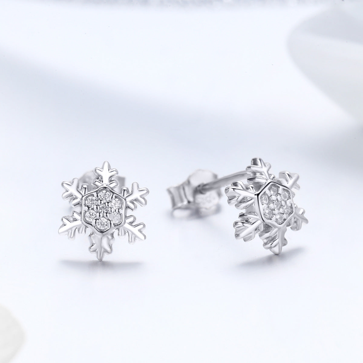 S925 Sterling Silver Earrings with CZ in Pavé Setting - 0.8*0.8cm for Women  DestGlow