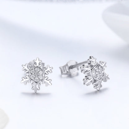 S925 Sterling Silver Earrings with CZ in Pavé Setting - 0.8*0.8cm for Women  DestGlow