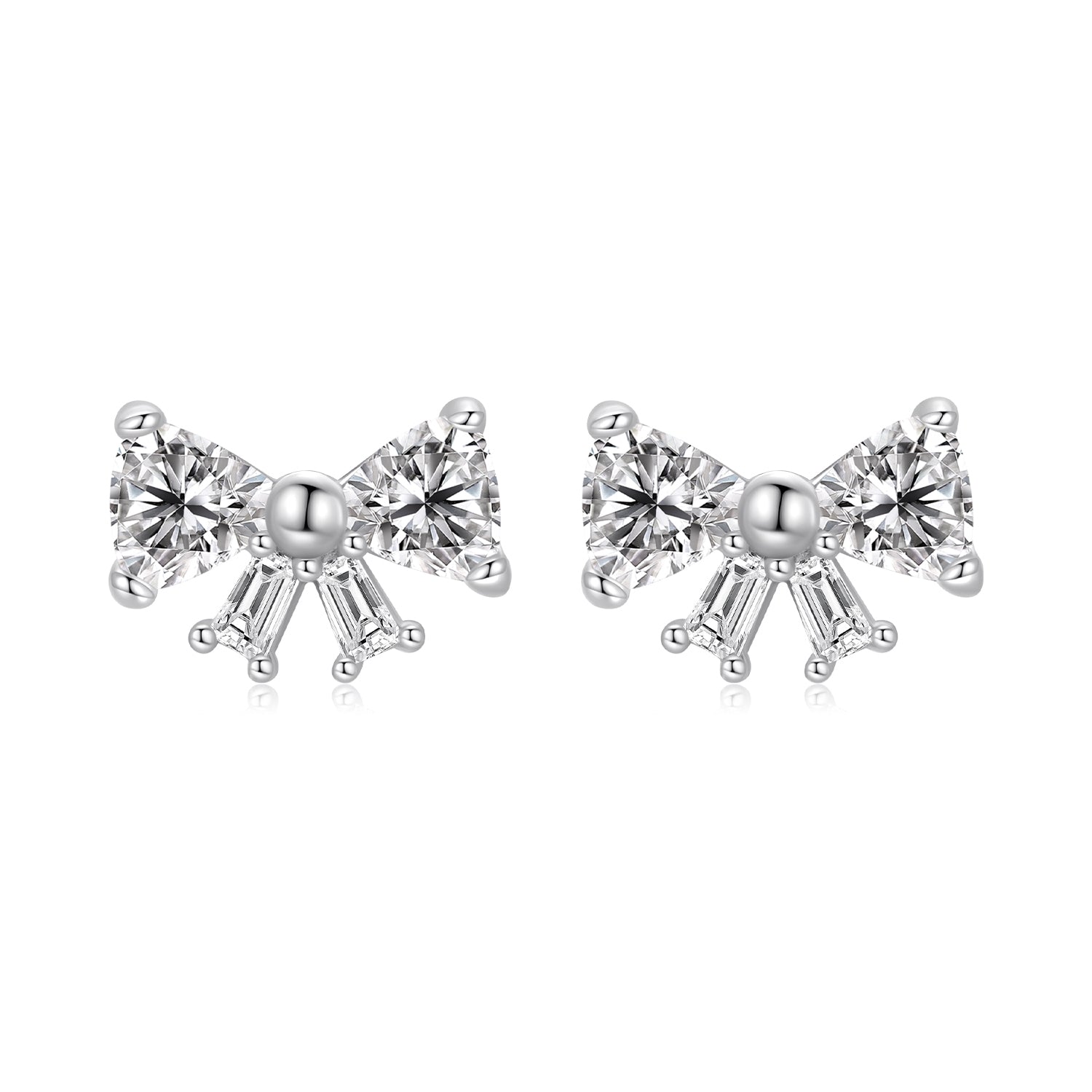 925 Sterling Silver White Gold Plated CZ Earrings for Women - 0.7x1.0cm  DestGlow