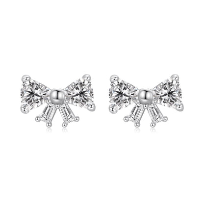 925 Sterling Silver White Gold Plated CZ Earrings for Women - 0.7x1.0cm  DestGlow