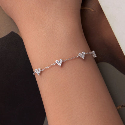925 Sterling Silver Bracelet with White Gold Plating and CZ Paving for Women  DestGlow