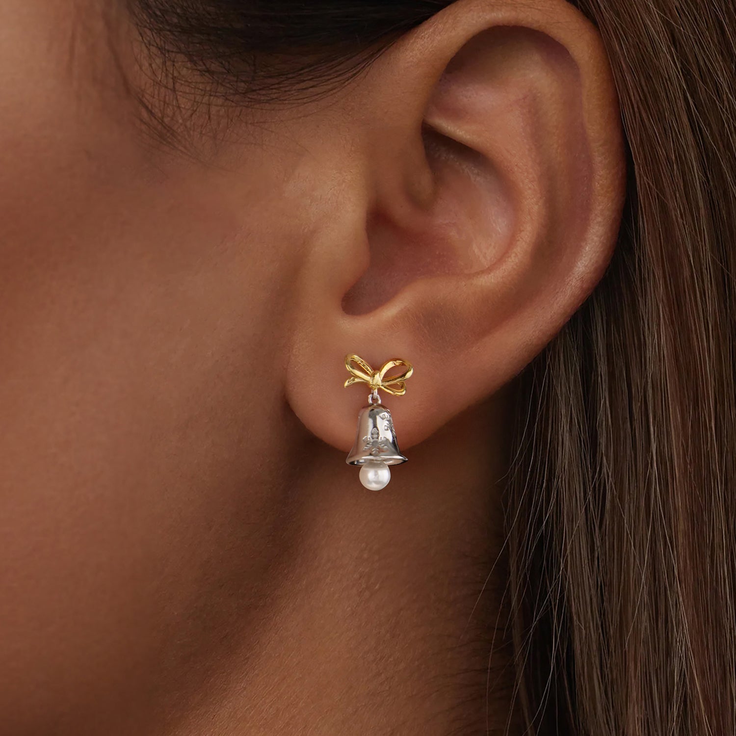 925 Sterling Silver Earrings with Synthetic Pearl, 1.7*0.9cm for Women  DestGlow