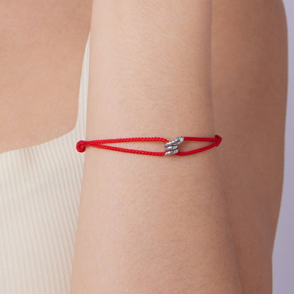 925 Sterling Silver Adjustable Bracelet with CZ and Cotton Rope for Women  DestGlow