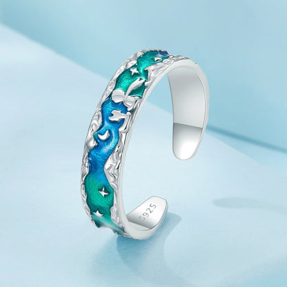 925 Sterling Silver Enamel White Gold Plated 5mm Ring  DestGlow