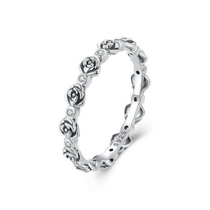 925 Sterling Silver Ring with Pavé Setting CZ - Size 6.0 - Oxidized Silver  DestGlow