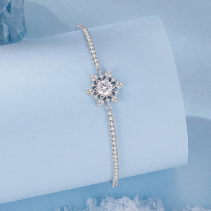 925 Sterling Silver Adjustable Bracelet with Pavé Setting CZ and White Gold Plating for Women  DestGlow