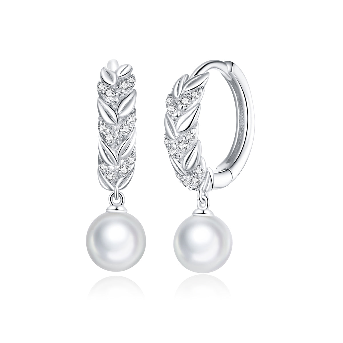 925 Sterling Silver Earrings with Quality Shell Pearl and CZ  DestGlow