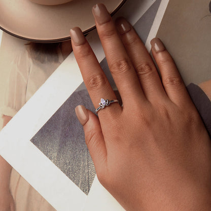 925 Sterling Silver 1.9mm Pavé Setting White Gold Plated Ring  DestGlow