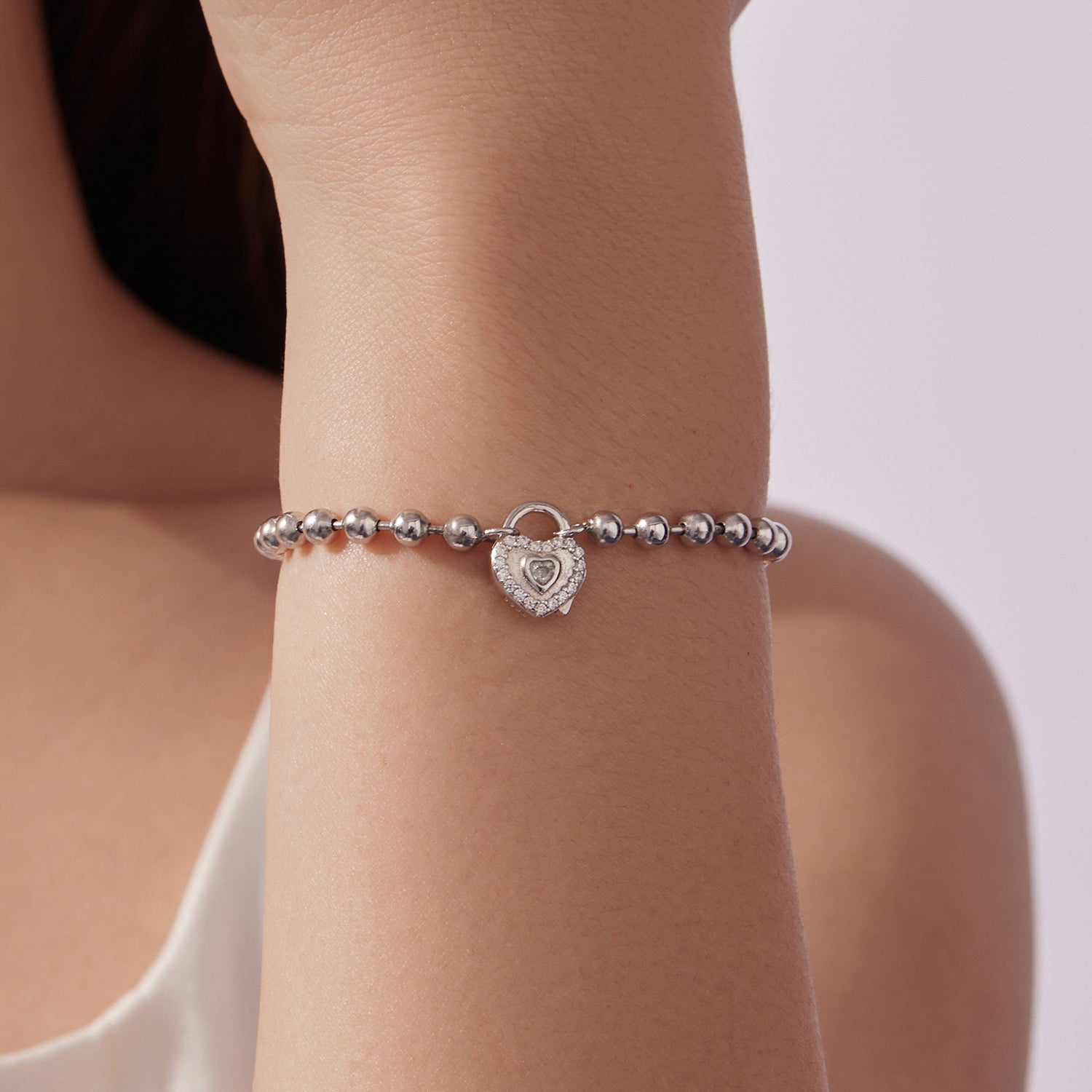 925 Sterling Silver White Gold Plated 17cm Bracelet with CZ Paved Setting for Women  DestGlow