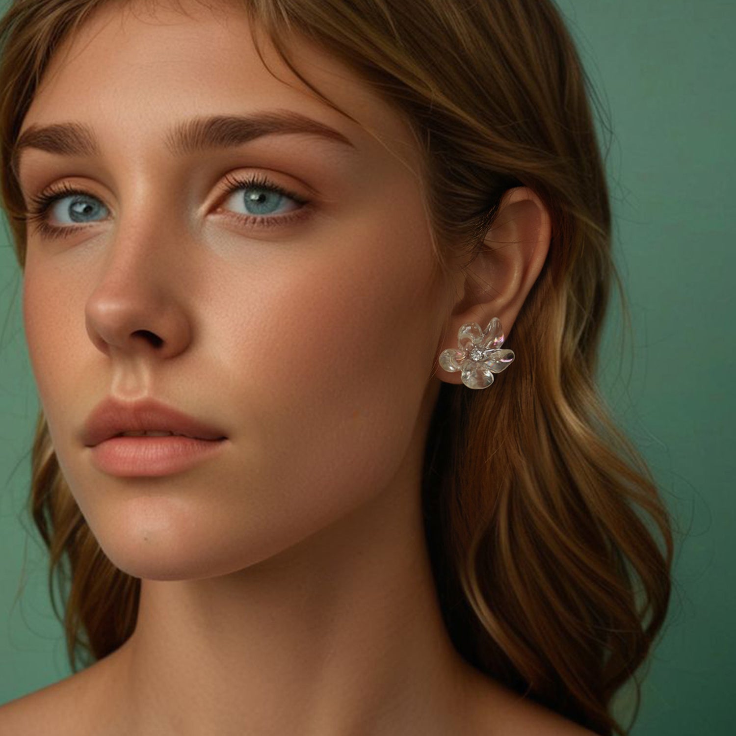 925 Sterling Silver Earrings with Pavé Setting CZ and Resin, 2.5x2.1cm for Women  DestGlow