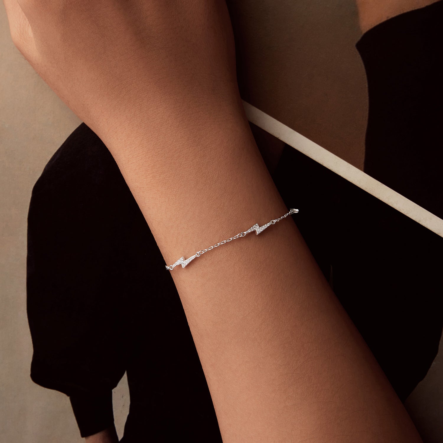 925 Sterling Silver Pave Setting CZ Bracelet with White Gold Plating  DestGlow