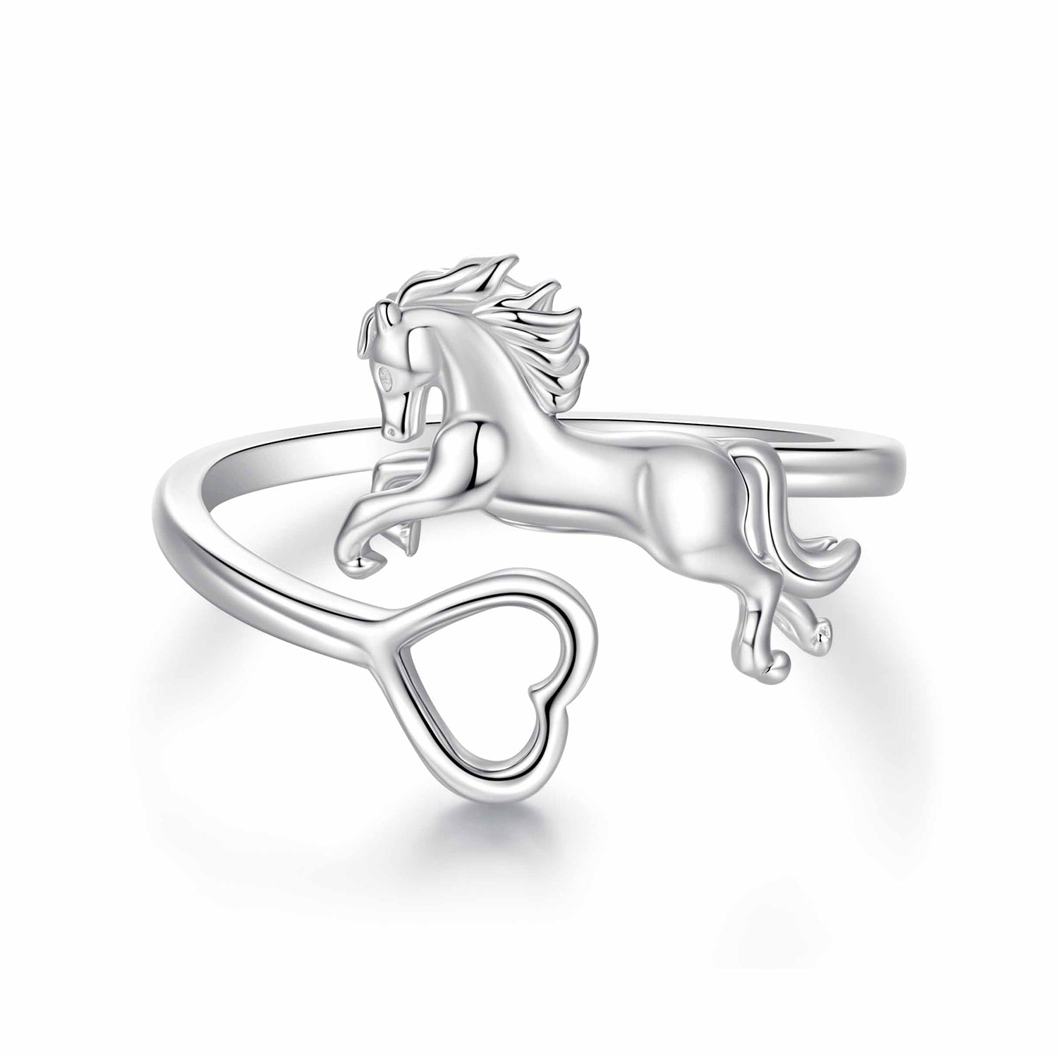 925 Sterling Silver + Plated White Gold Horse Ring  DestGlow