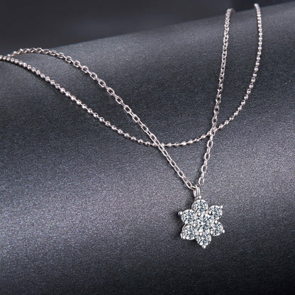 925 Sterling Silver 0.06 Carat &amp; 0.20 Carat Moissanite Necklace with White Gold Plating for Women
