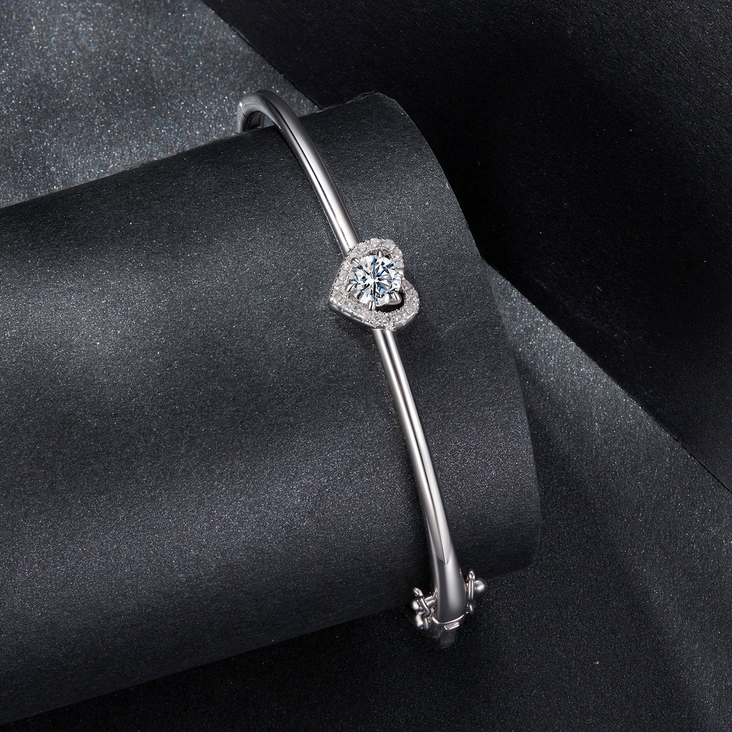 925 Sterling Silver Moissanite &amp; CZ Bracelet Size 17 for Women  DestGlow