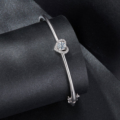925 Sterling Silver Moissanite &amp; CZ Bracelet Size 17 for Women  DestGlow