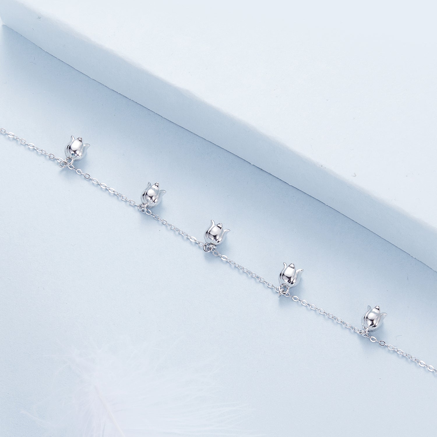 925 Sterling Silver Plated White Gold 12x41mm Pendant Bracelet  DestGlow