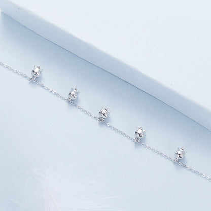 925 Sterling Silver Plated White Gold 12x41mm Pendant Bracelet  DestGlow