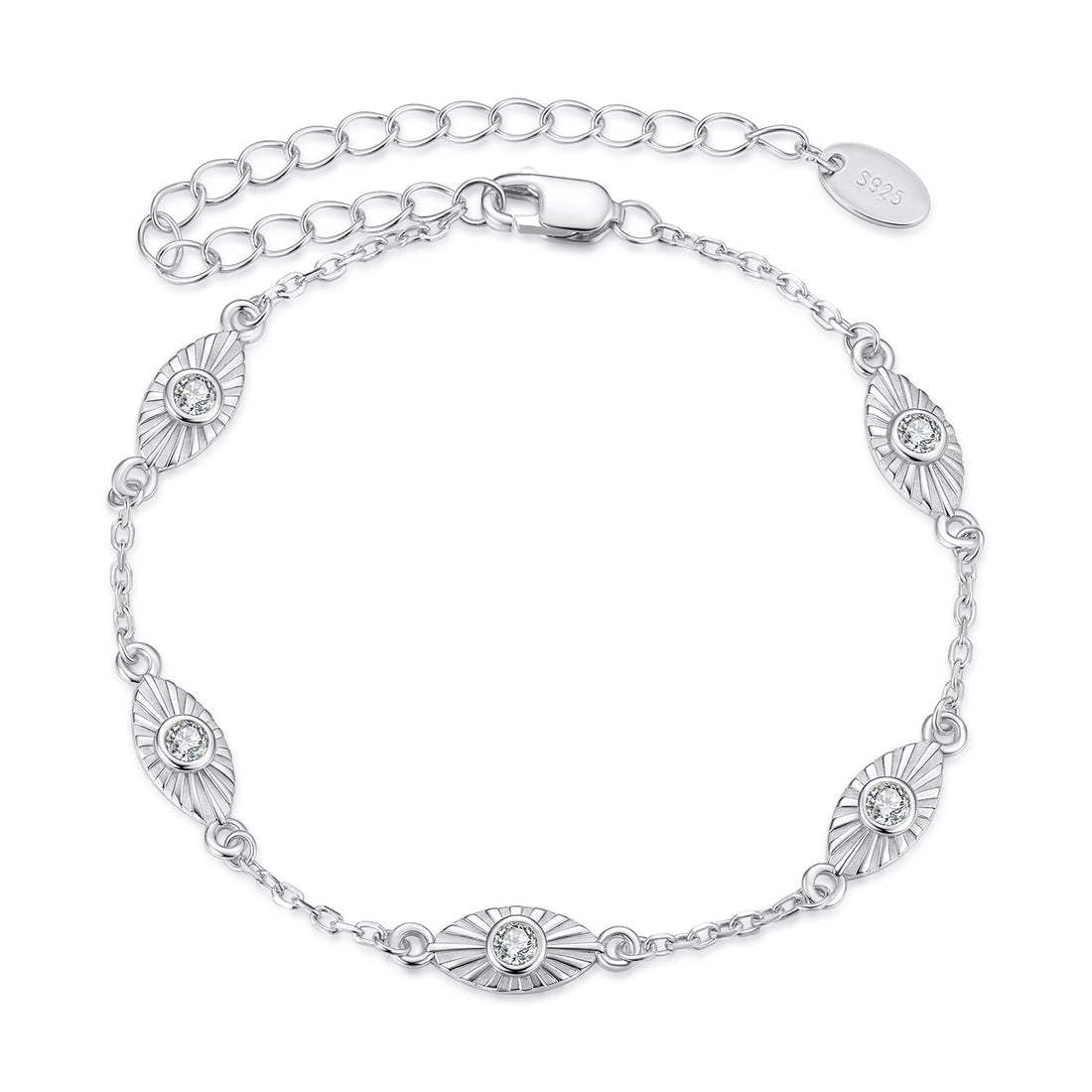 925 Sterling Silver White Gold Plated Bracelet with CZ Pendants for Women  DestGlow