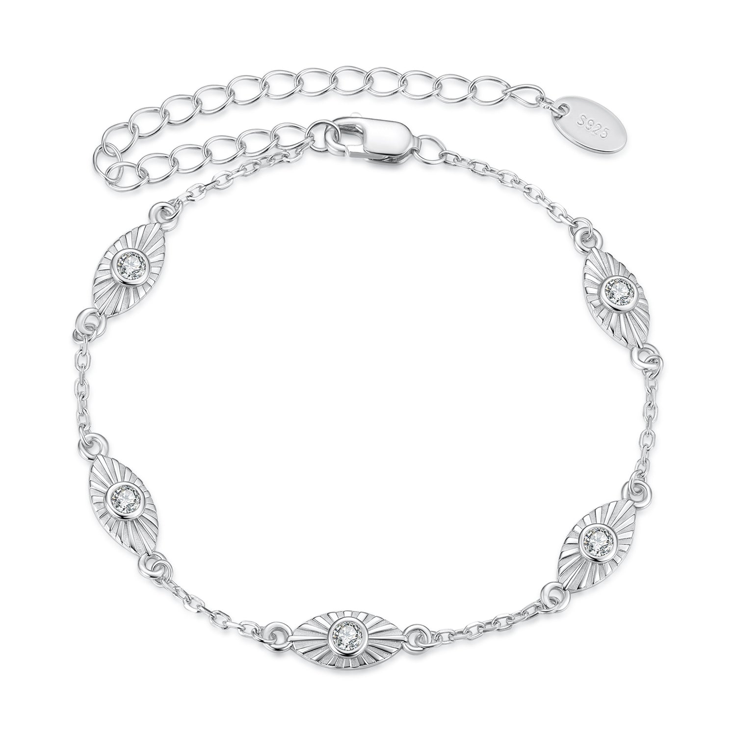 925 Sterling Silver White Gold Plated Bracelet with CZ Pendants for Women  DestGlow