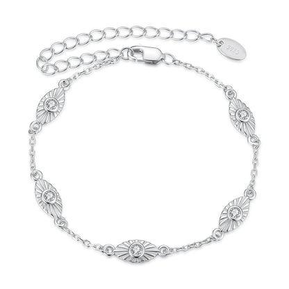 925 Sterling Silver White Gold Plated Bracelet with CZ Pendants for Women  DestGlow
