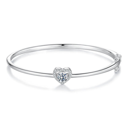 925 Sterling Silver Moissanite &amp; CZ Bracelet Size 17 for Women  DestGlow