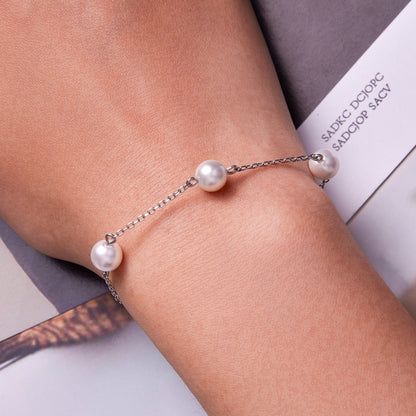 925 Sterling Silver Adjustable Pearl Bracelet for Women  DestGlow