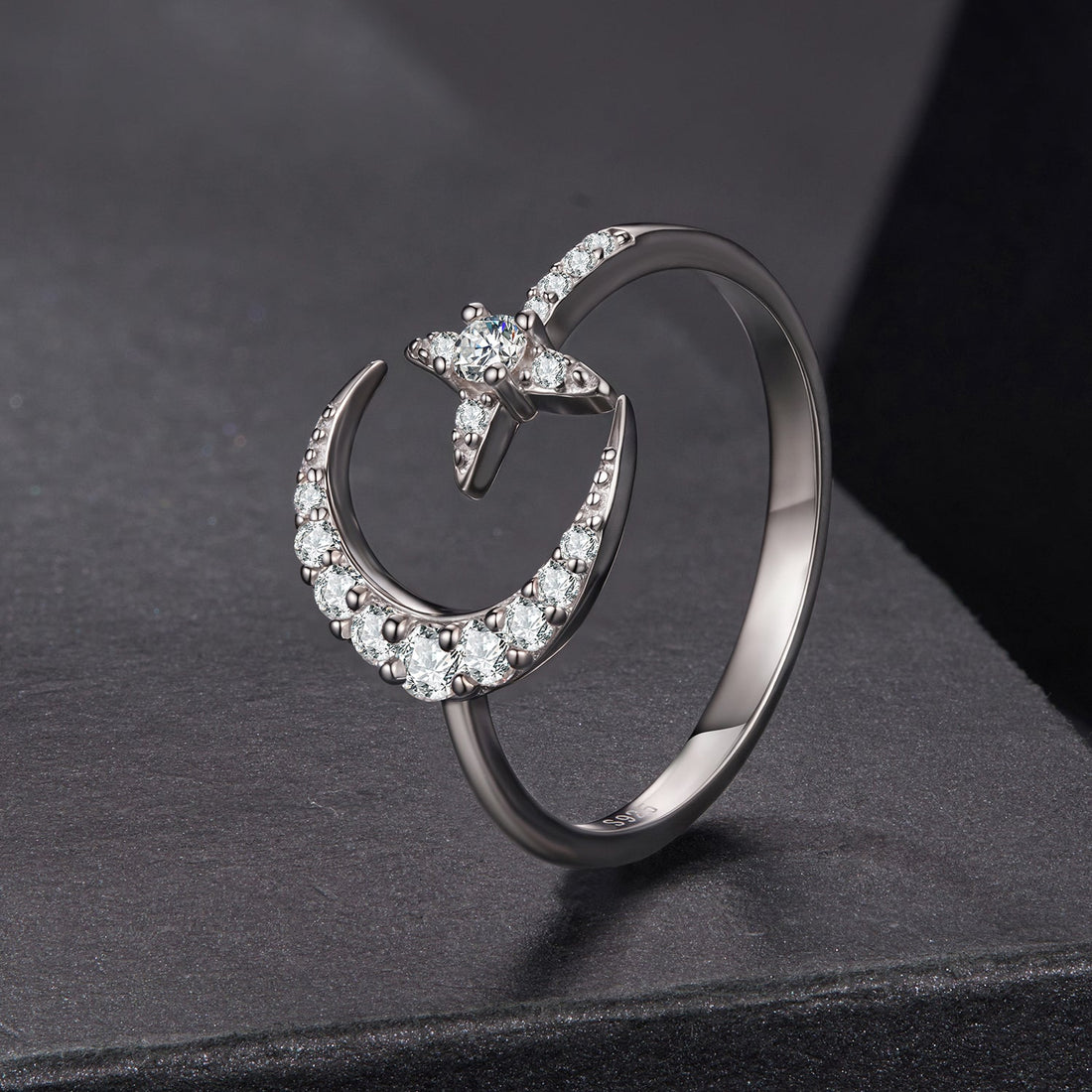 925 Sterling Silver Moissanite 0.25cm White Gold Plated Ring - Size E for Women  DestGlow