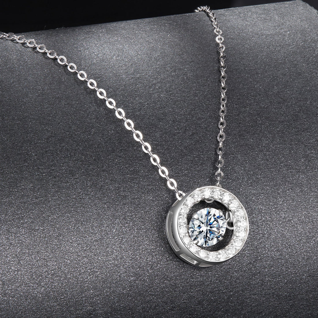 925 Sterling Silver Moissanite Pendant Necklace for Women - 40+5cm, White Gold Plated, Elegant Jewelry  DestGlow